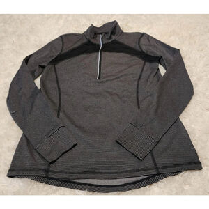 Women's Xersion Black & Gray Striped Long Sleeve Shirt Size M